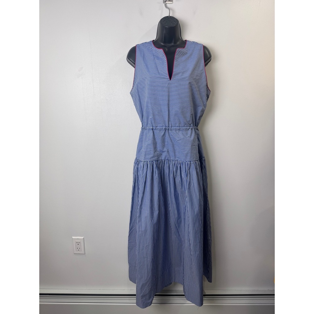 Tuckernuck Women Charlotte Blue Striped Maxi Dress Coastal Vacation Size Large